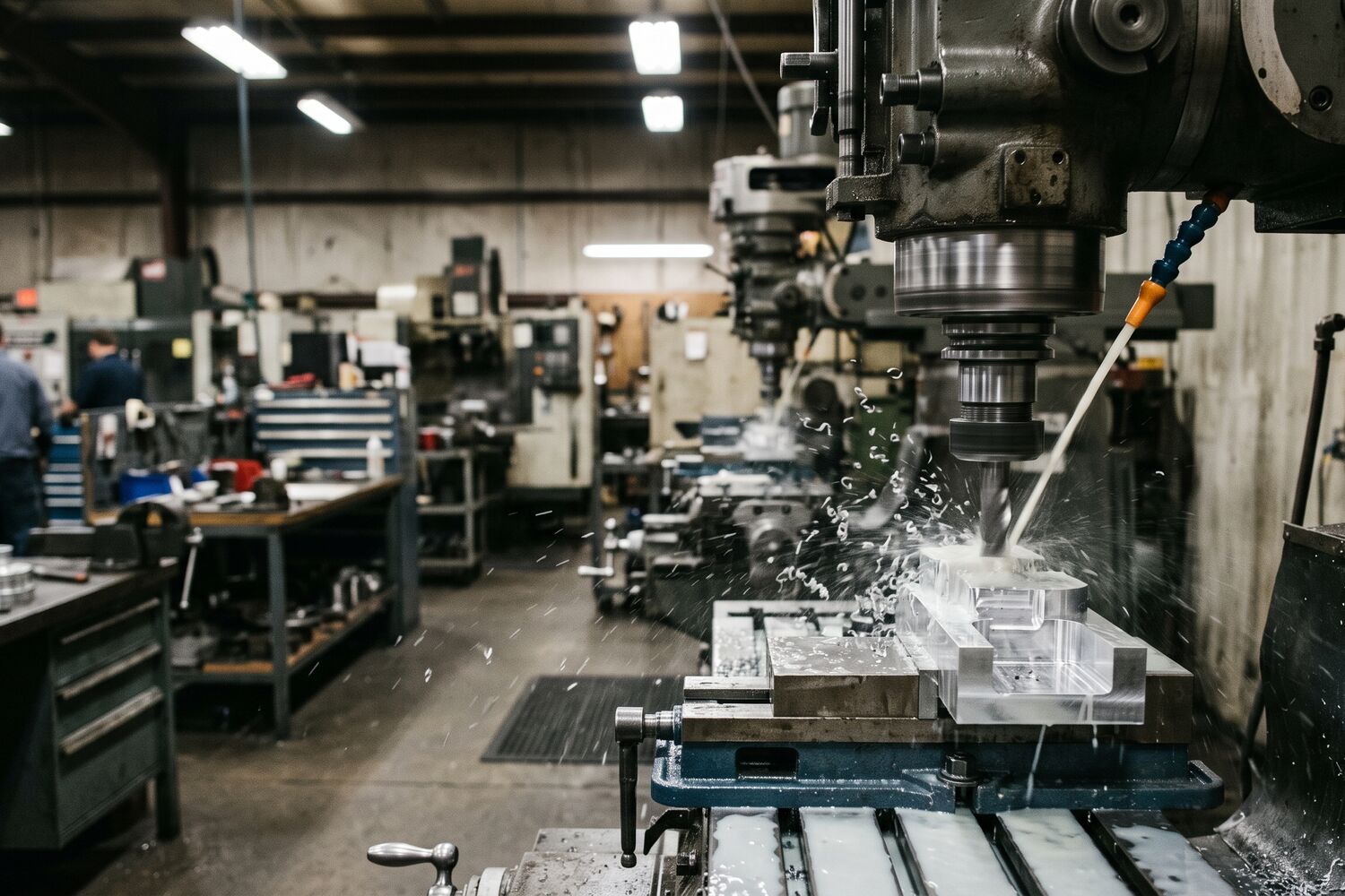 Vertical machining centre running a milled part on the Westerville shop floor
